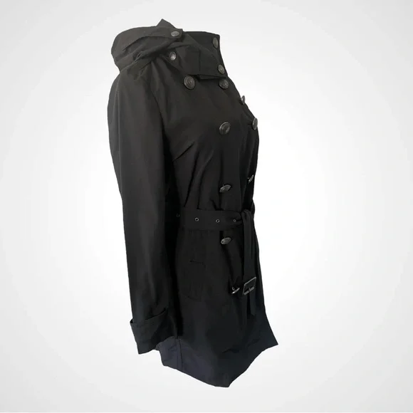 BURBERRY BRIT BLACK CLASSIC BELTED TRENCH COAT SIZE 8